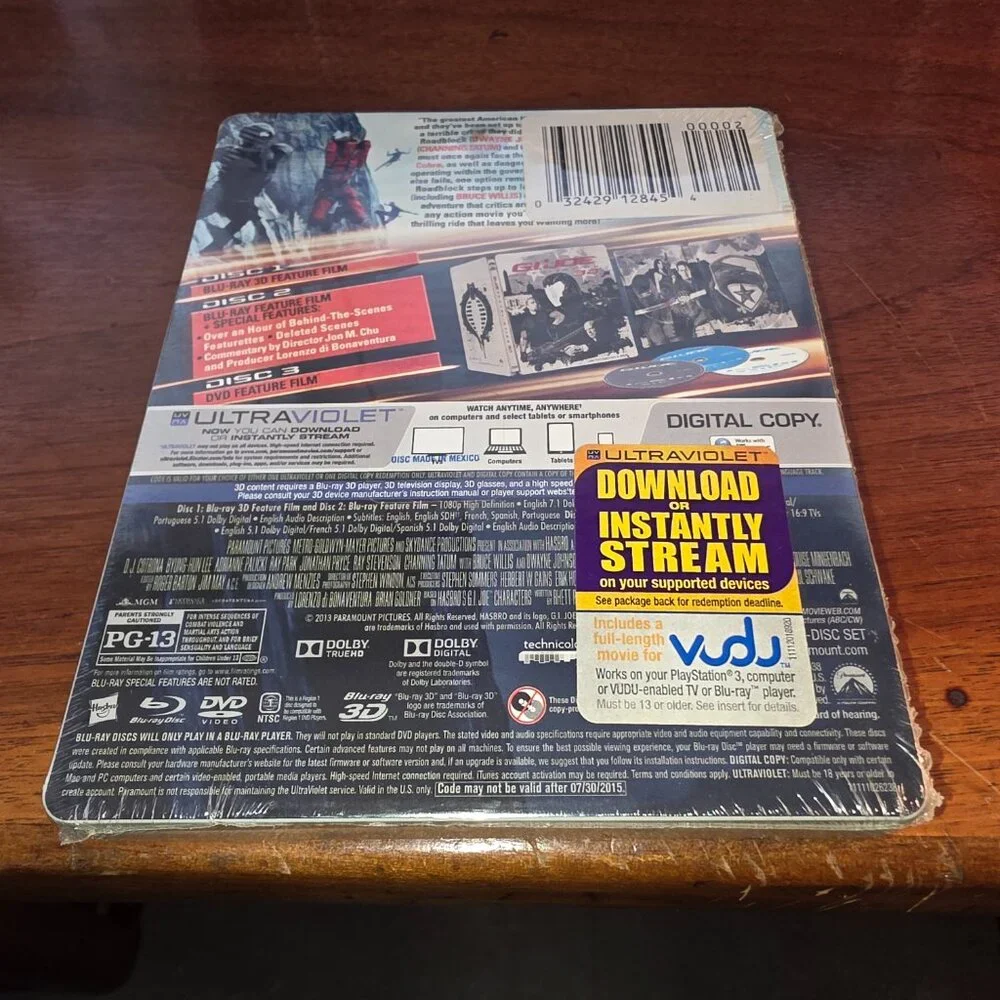 G.I.JOE 3D BLU-RAY, BLU-RAY+DVD+DIGITAL COPY SEALED IN STEELBOOK PACKAGE